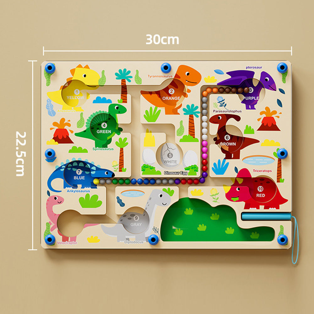 CQ-1118 Magnetic Color and Number Maze,Montessori Toy for 2-5 Years Old Girls,Wooden Magnet Balls Puzzles,Toddler Busy Board Game