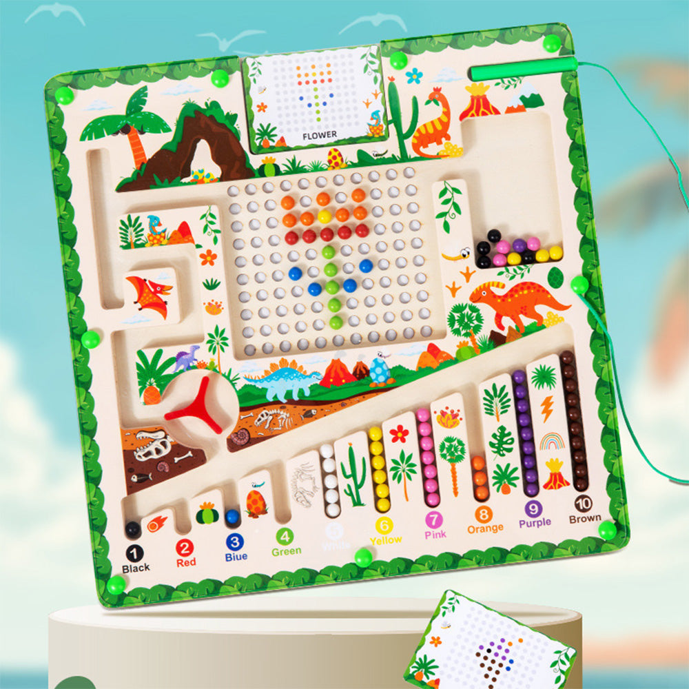 ZW-071501 Magnetic Color and Number Maze,Montessori Toy for 2-5 Years Old Girls,Wooden Magnet Balls Puzzles