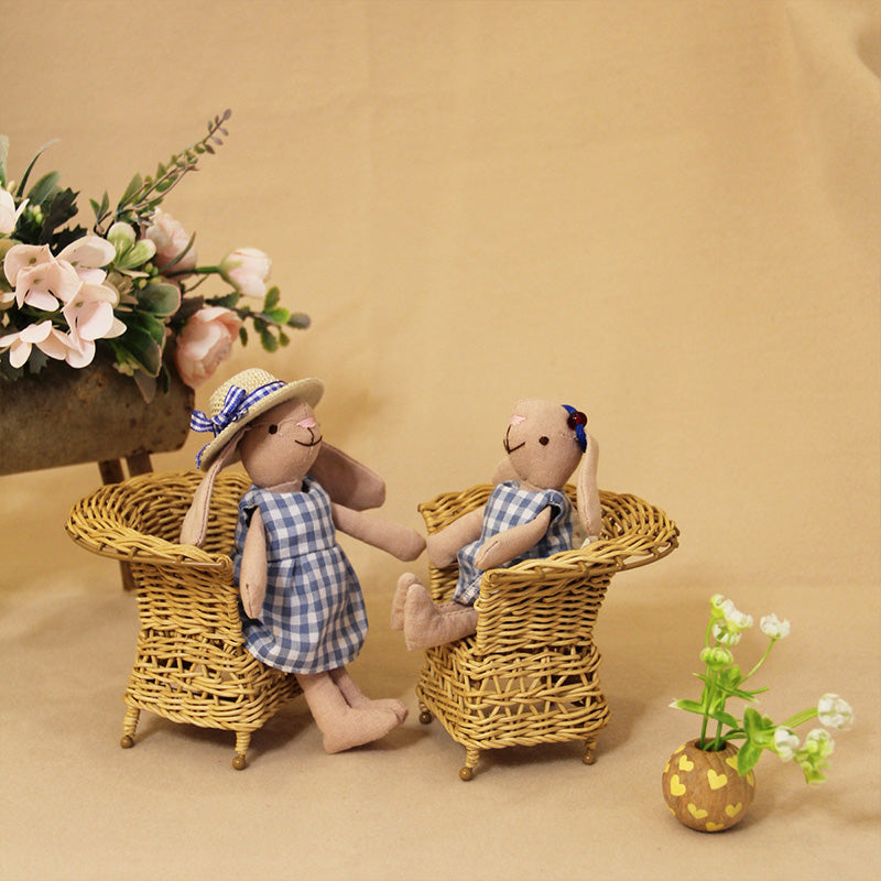 F-D004 Bunny Toys for Kids, Easter Bunny, Hand Made Rabbit Family Dolls with Removable Clothes, Suitable for Infants, Boys and Girls, Dollhouse People, Easter Basket Essentials