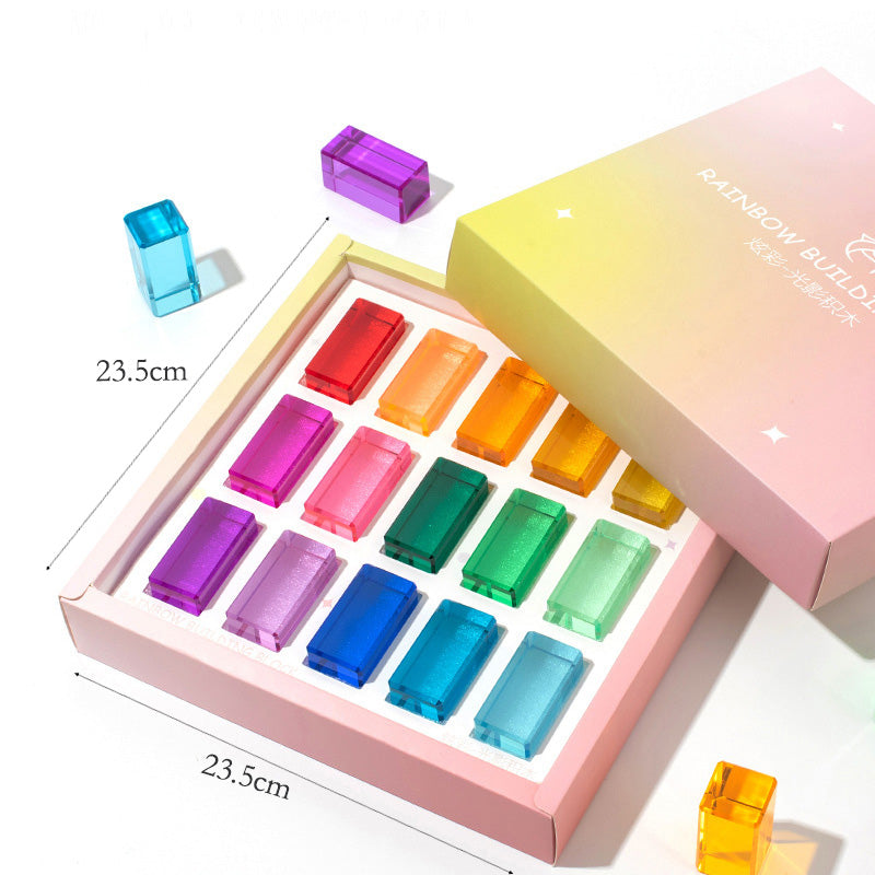 B010 Acrylic Gem Cubes Blocks Translucent Rainbow Building Cubes Crystal Acrylic Cubes