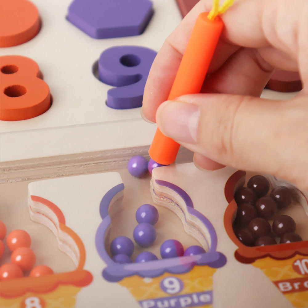 YY-1103 Magnetic Color and Number Maze,Montessori Toy for 2-5 Years Old Girls,Wooden Magnet Balls Puzzles,Toddler Busy Board Game