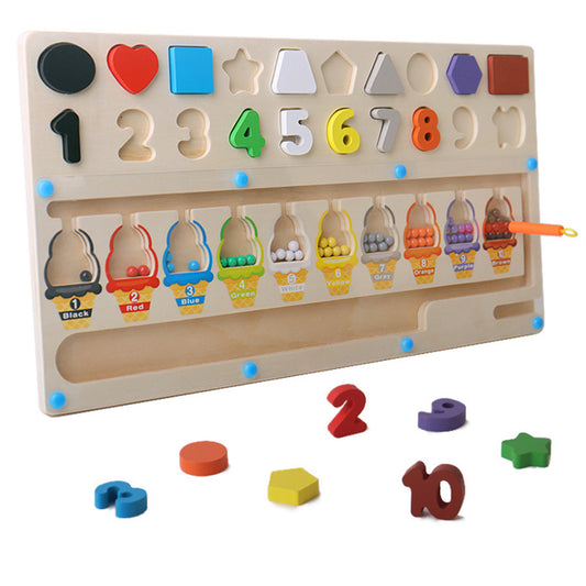 YY-1103 Magnetic Color and Number Maze,Montessori Toy for 2-5 Years Old Girls,Wooden Magnet Balls Puzzles,Toddler Busy Board Game