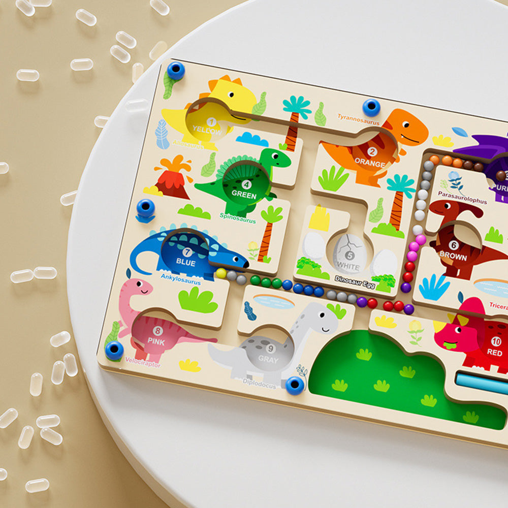 CQ-1118 Magnetic Color and Number Maze,Montessori Toy for 2-5 Years Old Girls,Wooden Magnet Balls Puzzles,Toddler Busy Board Game