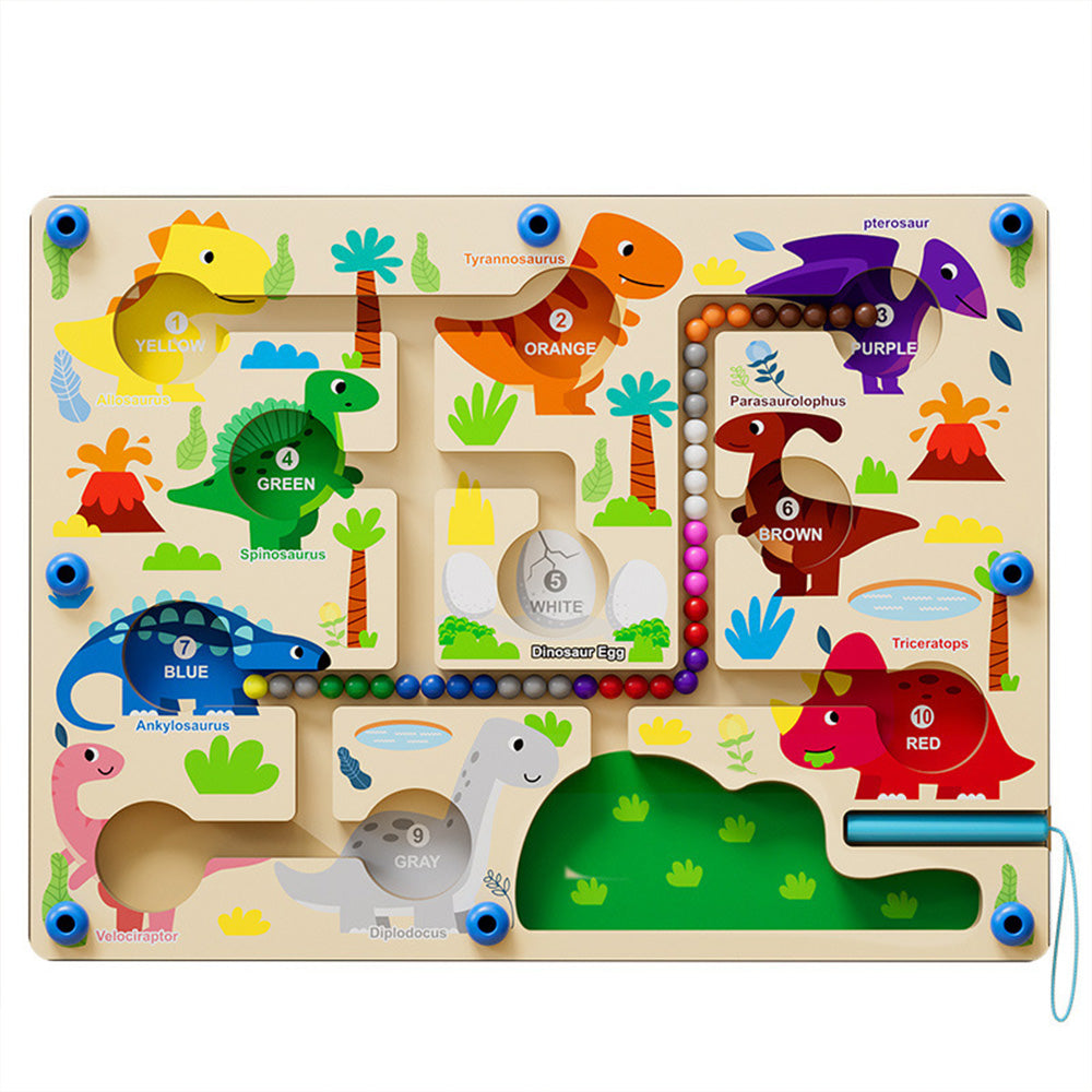 CQ-1118 Magnetic Color and Number Maze,Montessori Toy for 2-5 Years Old Girls,Wooden Magnet Balls Puzzles,Toddler Busy Board Game