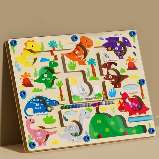 CQ-1118 Magnetic Color and Number Maze,Montessori Toy for 2-5 Years Old Girls,Wooden Magnet Balls Puzzles,Toddler Busy Board Game