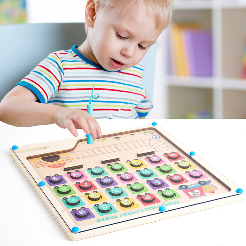 KBQ-1118 Magnetic Color and Number Maze,Montessori Toy for 2-5 Years Old Girls,Wooden Magnet Balls Puzzles,Toddler Busy Board Game