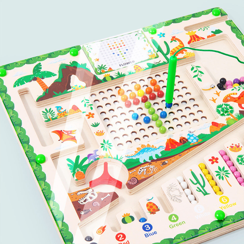 ZW-071501 Magnetic Color and Number Maze,Montessori Toy for 2-5 Years Old Girls,Wooden Magnet Balls Puzzles