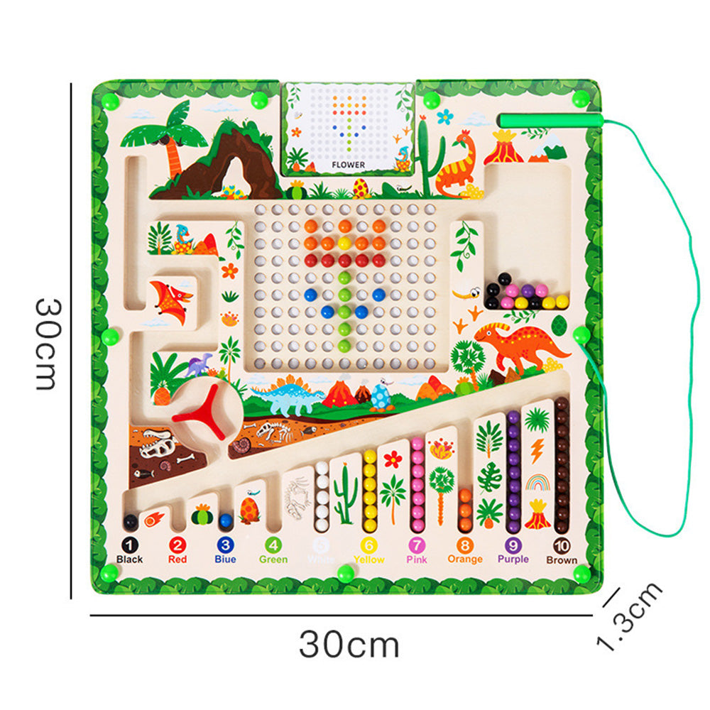 ZW-071501 Magnetic Color and Number Maze,Montessori Toy for 2-5 Years Old Girls,Wooden Magnet Balls Puzzles