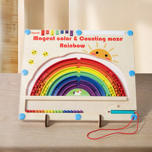 XG-040201 Magnetic Color and Number Maze,Montessori Toy for 2-5 Years Old Girls,Wooden Magnet Balls Puzzles,Toddler Busy Board Game
