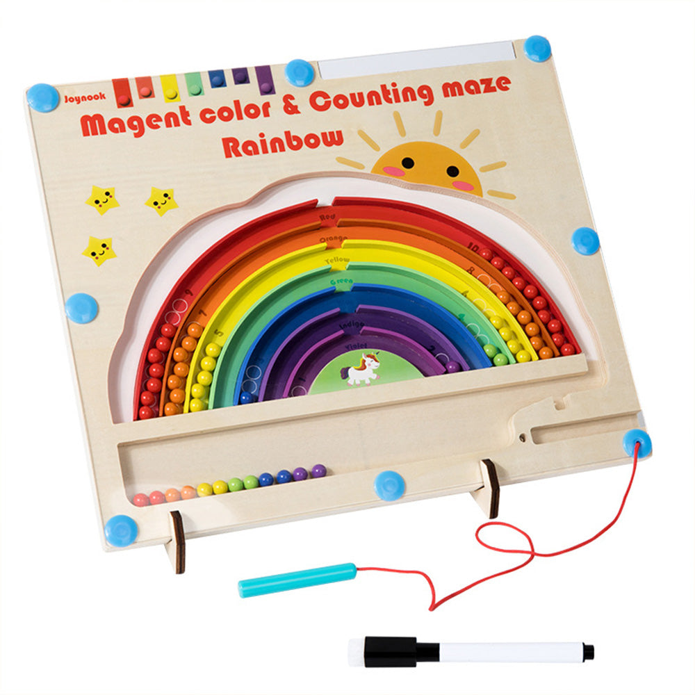 XG-040201 Magnetic Color and Number Maze,Montessori Toy for 2-5 Years Old Girls,Wooden Magnet Balls Puzzles,Toddler Busy Board Game