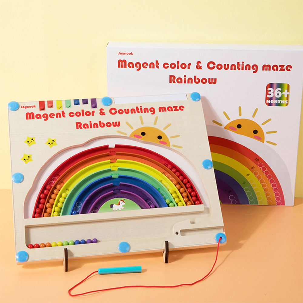 XG-040201 Magnetic Color and Number Maze,Montessori Toy for 2-5 Years Old Girls,Wooden Magnet Balls Puzzles,Toddler Busy Board Game