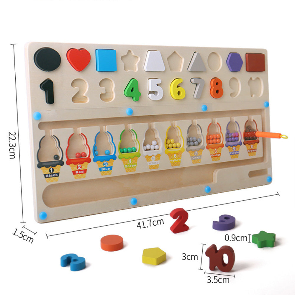 YY-1103 Magnetic Color and Number Maze,Montessori Toy for 2-5 Years Old Girls,Wooden Magnet Balls Puzzles,Toddler Busy Board Game
