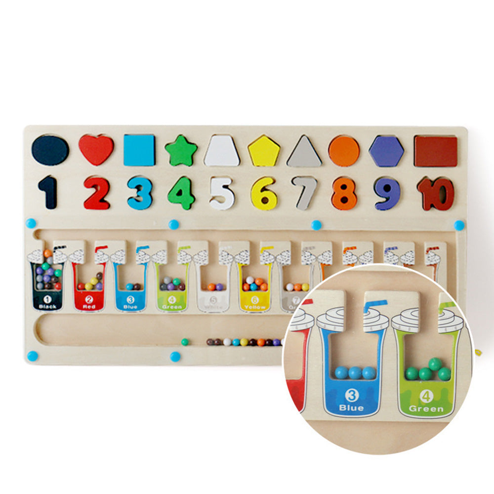 YY-1103 Magnetic Color and Number Maze,Montessori Toy for 2-5 Years Old Girls,Wooden Magnet Balls Puzzles,Toddler Busy Board Game