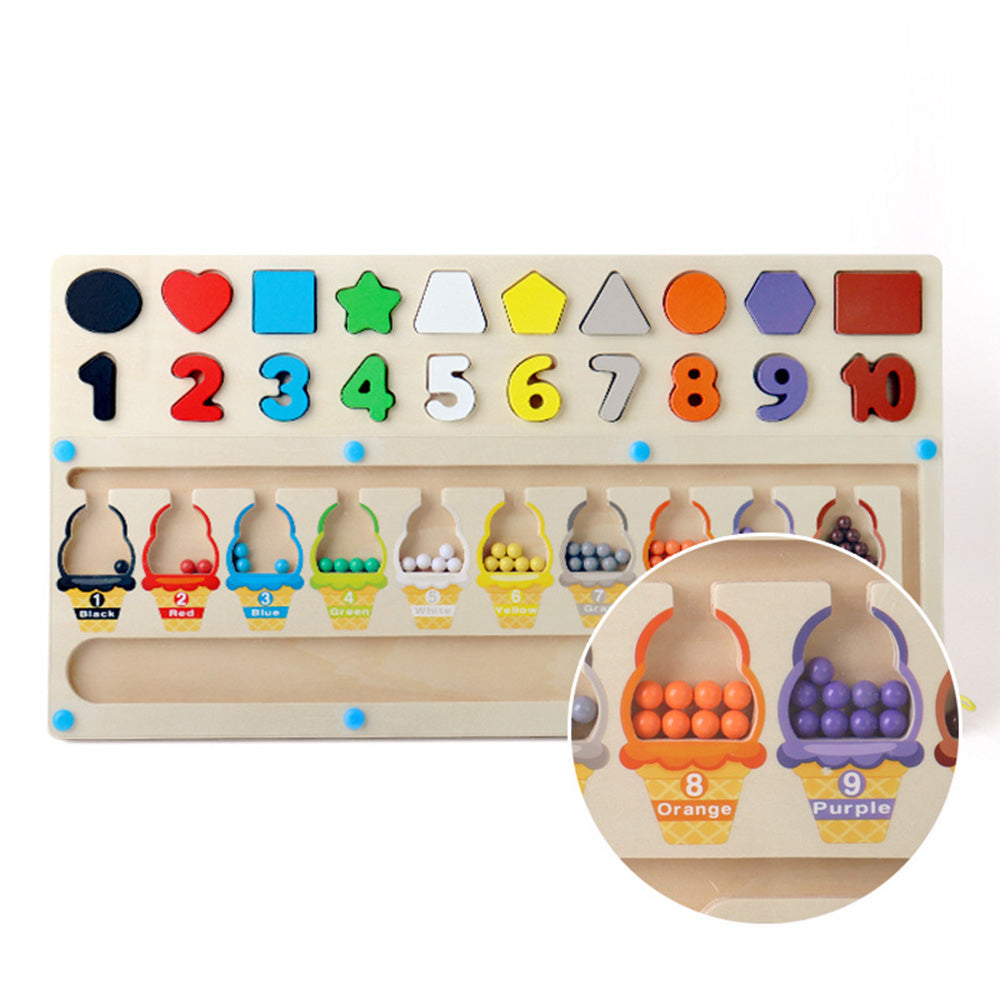 YY-1103 Magnetic Color and Number Maze,Montessori Toy for 2-5 Years Old Girls,Wooden Magnet Balls Puzzles,Toddler Busy Board Game