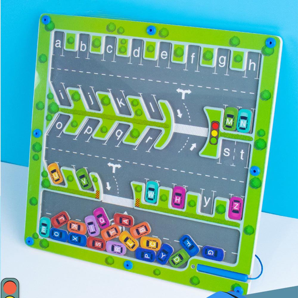 XW-24010601 Magnetic Color and Number Maze,Montessori Toy for 2-5 Years Old Girls,Wooden Magnet Balls Puzzles,Toddler Busy Board Game