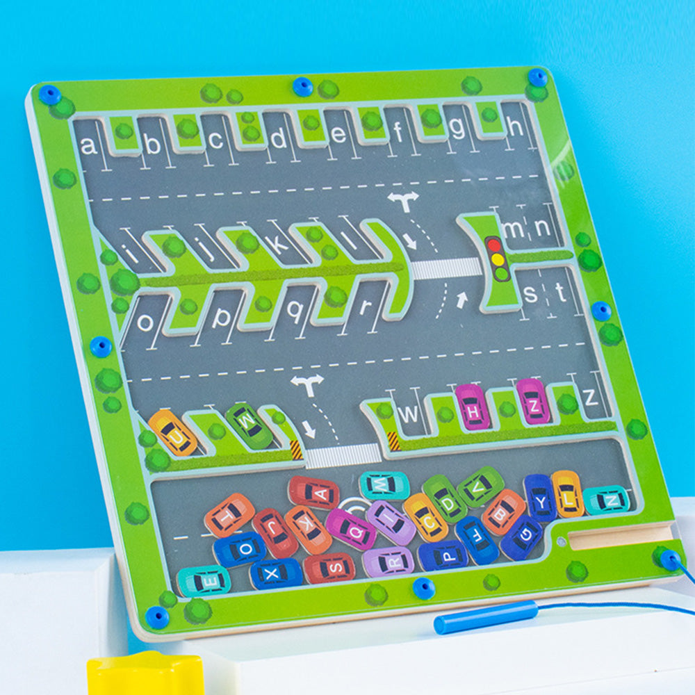 XW-24010601 Magnetic Color and Number Maze,Montessori Toy for 2-5 Years Old Girls,Wooden Magnet Balls Puzzles,Toddler Busy Board Game