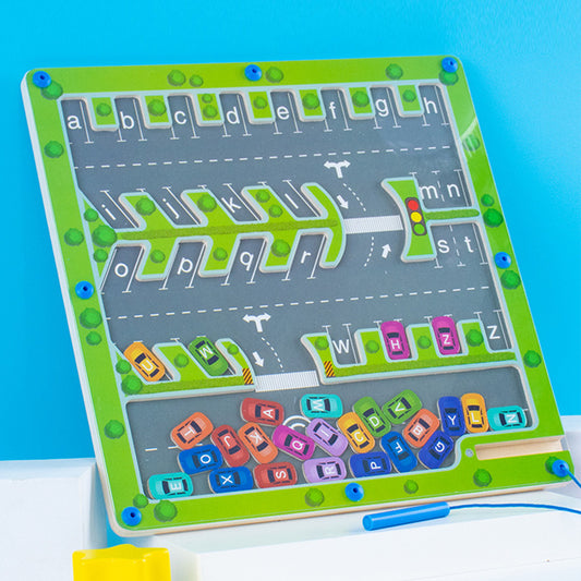 XW-24010601 Magnetic Color and Number Maze,Montessori Toy for 2-5 Years Old Girls,Wooden Magnet Balls Puzzles,Toddler Busy Board Game