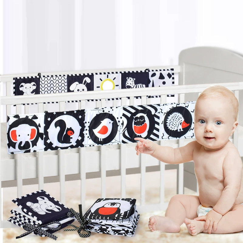 Black and White High Contrast Baby Toys 0-6 6-12 Months Soft Book for Newborn Brain Development Tummy Time Toys Infant Sensory Crinkle Toys 0-3 3-6 Month Montessori Learning Activities for Babies