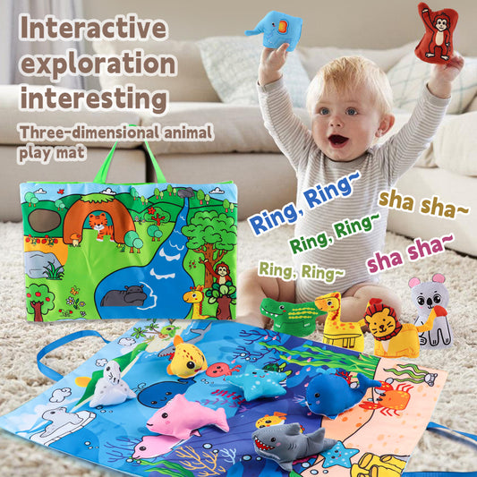 6 PCS Animal Fantastic Toys with Playmat/Storage Bag, Baby Toys for 1 2 Year Old Boy, 1st Birthday Gifts Easter Basket Stuffers for Toddler, 1 Year Old Boy Gift for Infant 12 18 Months