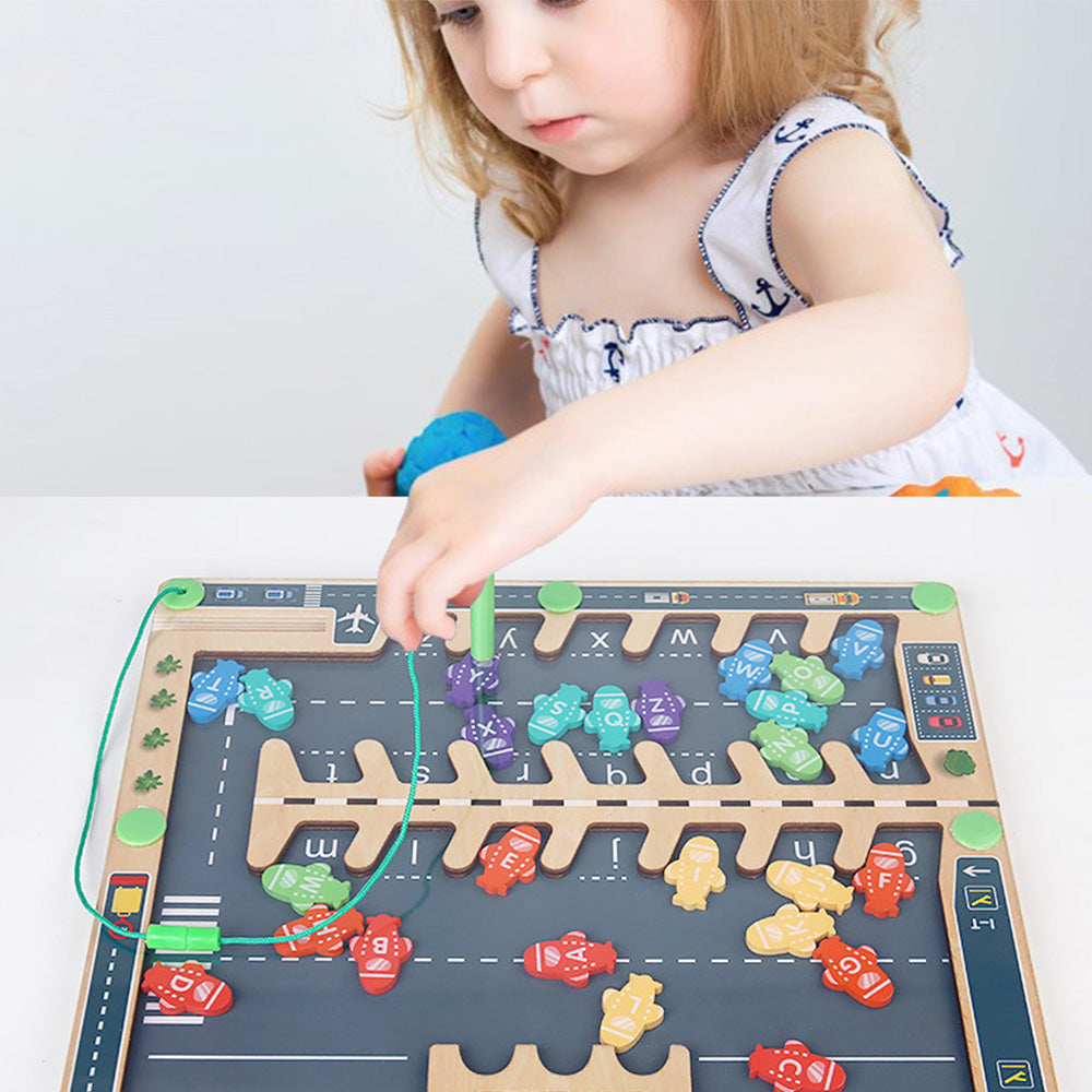 YL-032901 Magnetic Color and Number Maze,Montessori Toy for 2-5 Years Old Girls,Wooden Magnet Balls Puzzles,Toddler Busy Board Game