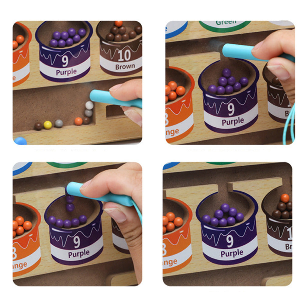 Magnetic Color and Number Maze,Montessori Toy for 2-5 Years Old Girls,Wooden Magnet Balls Puzzles,Toddler Busy Board Game