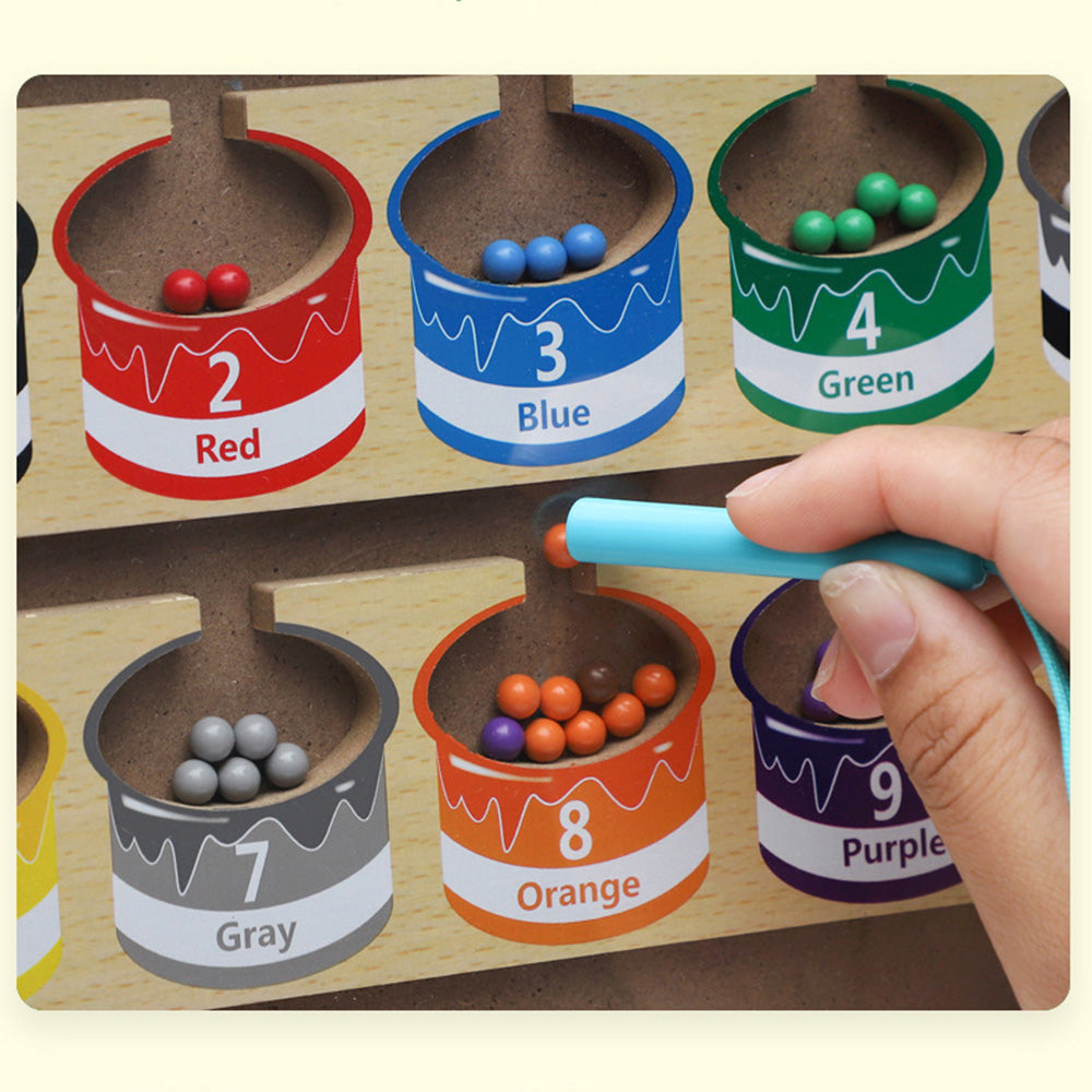 Magnetic Color and Number Maze,Montessori Toy for 2-5 Years Old Girls,Wooden Magnet Balls Puzzles,Toddler Busy Board Game