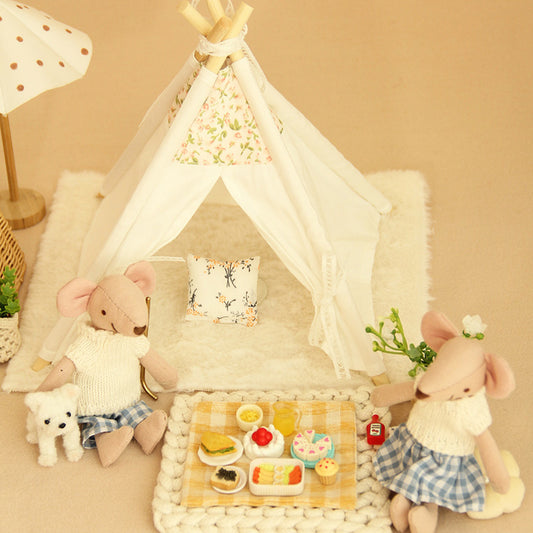 K23121401 Miniature Tent Dollhouse Play Tent Mini House Ornament for Model Sets Decorations