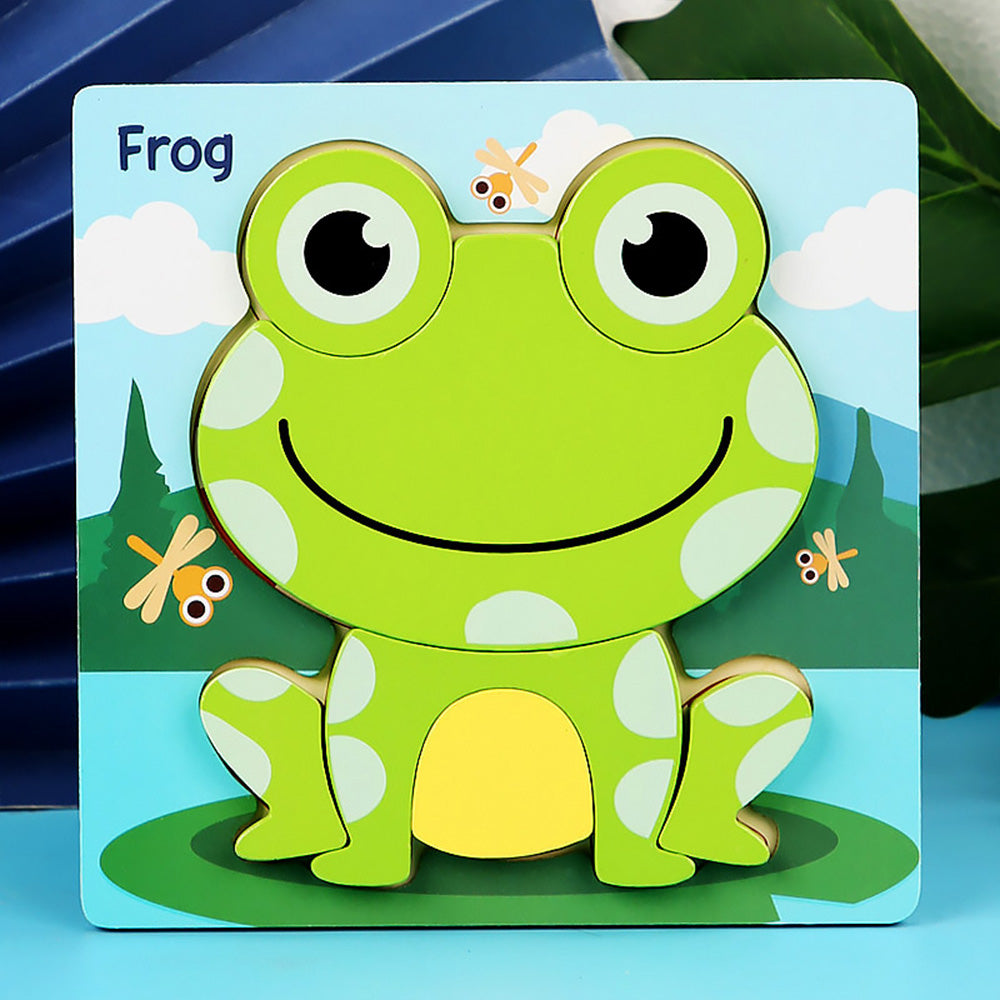 Wooden Toddler Puzzles, 12pcs Animal Montessori Toys for 1-3 Year Old Boys & Girls, Learning Educational Preschool Toys