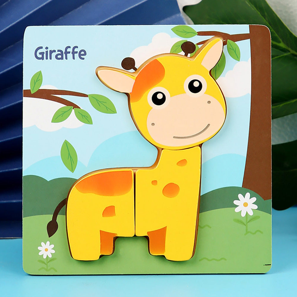 Wooden Toddler Puzzles, 12pcs Animal Montessori Toys for 1-3 Year Old Boys & Girls, Learning Educational Preschool Toys