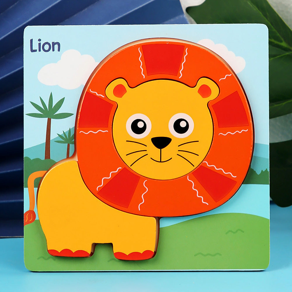 Wooden Toddler Puzzles, 12pcs Animal Montessori Toys for 1-3 Year Old Boys & Girls, Learning Educational Preschool Toys
