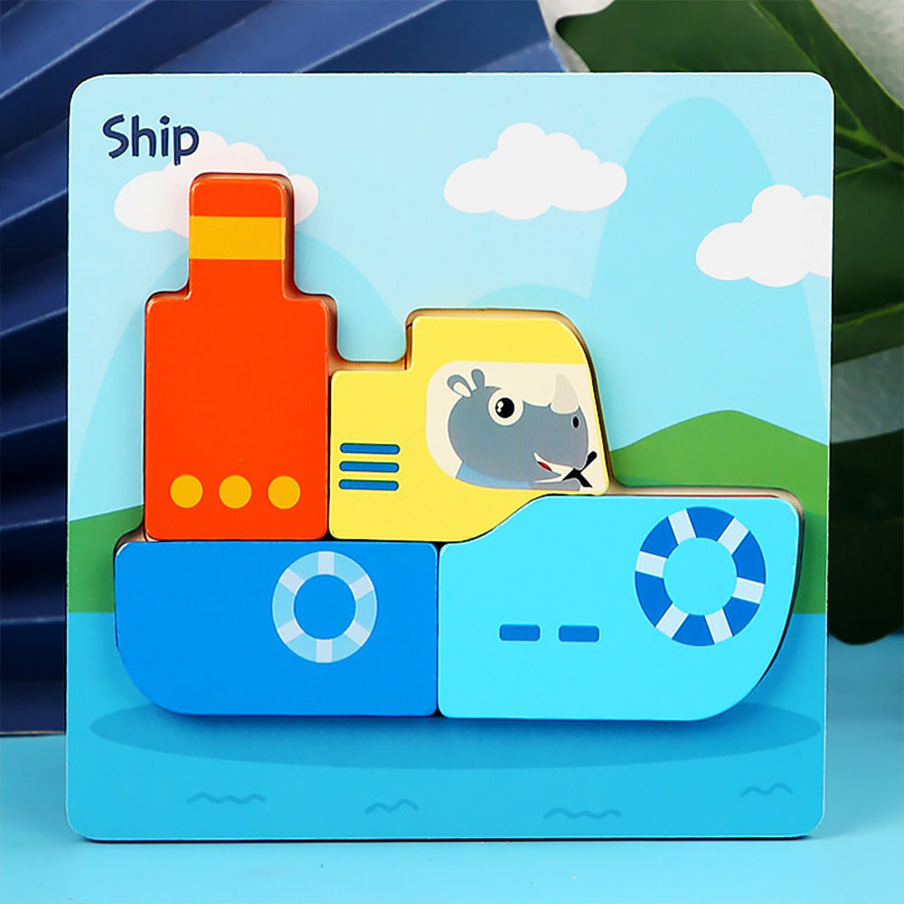 Wooden Toddler Puzzles, 12pcs Animal Montessori Toys for 1-3 Year Old Boys & Girls, Learning Educational Preschool Toys