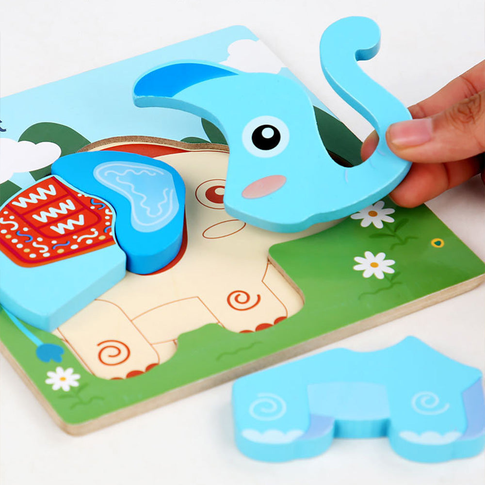 Wooden Toddler Puzzles, 12pcs Animal Montessori Toys for 1-3 Year Old Boys & Girls, Learning Educational Preschool Toys