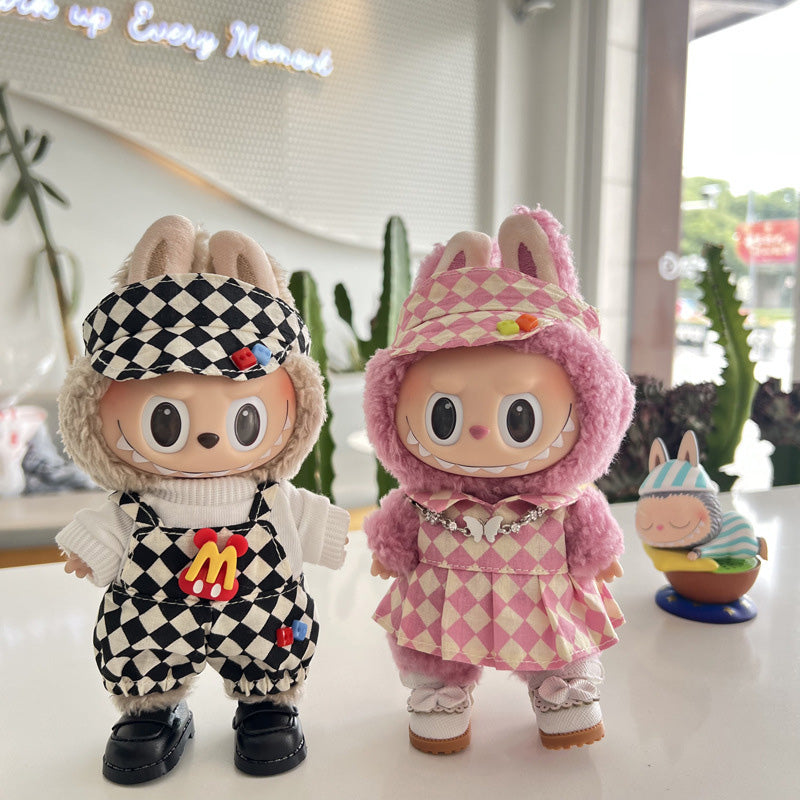 Designed for Labubu Clothes, Adorable Chic Dress Set for 17cm Labubu Dolls, Doll Clothes for Labubu Accessories (NO Doll)