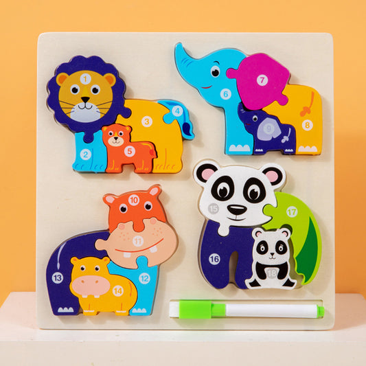 LCM-041502 Peg Puzzles For Toddlers, Wooden Brain Puzzles for Kids, Assembly Puzzles for 1-3 Year Old Boys & Girls