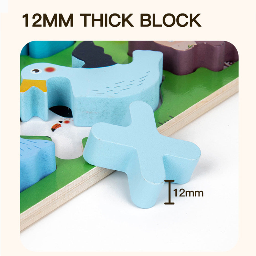 DX-111401 Wooden Alphabet Animal Puzzles for Toddlers, Montessori Educational Brain Peg Puzzles For Toddlers