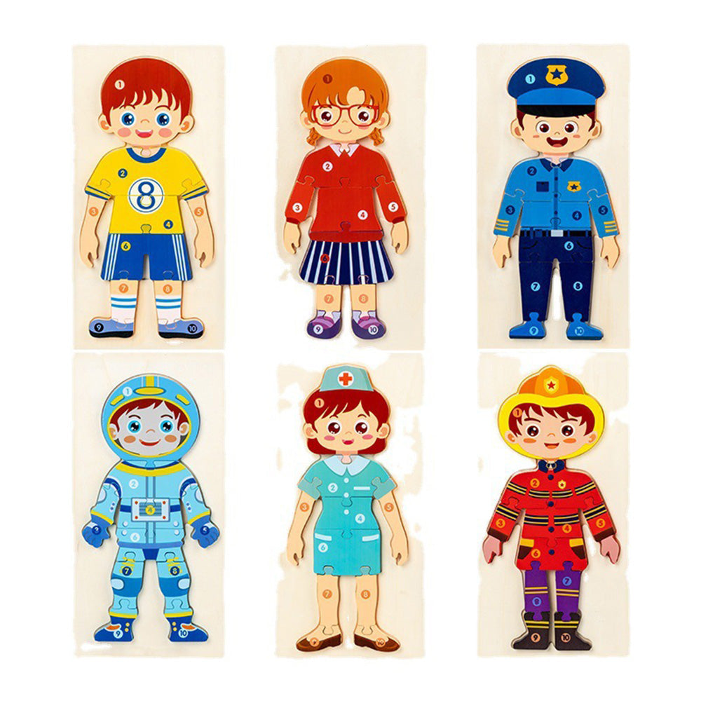 People Who Help Us Peg Puzzles For Toddlers, 11.8 x 5.9 Inch Wooden Puzzles  Mix and Match Cognition Community Number The People Puzzle Diversity Educational Toys Wood Play Learning Toy.