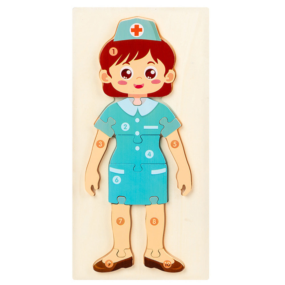 People Who Help Us Peg Puzzles For Toddlers, 11.8 x 5.9 Inch Wooden Puzzles  Mix and Match Cognition Community Number The People Puzzle Diversity Educational Toys Wood Play Learning Toy.