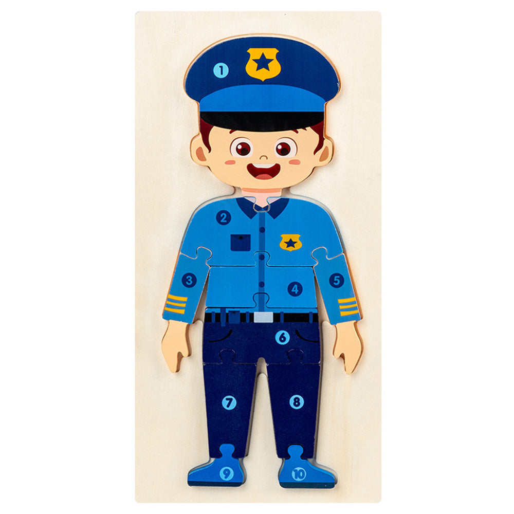 People Who Help Us Peg Puzzles For Toddlers, 11.8 x 5.9 Inch Wooden Puzzles  Mix and Match Cognition Community Number The People Puzzle Diversity Educational Toys Wood Play Learning Toy.