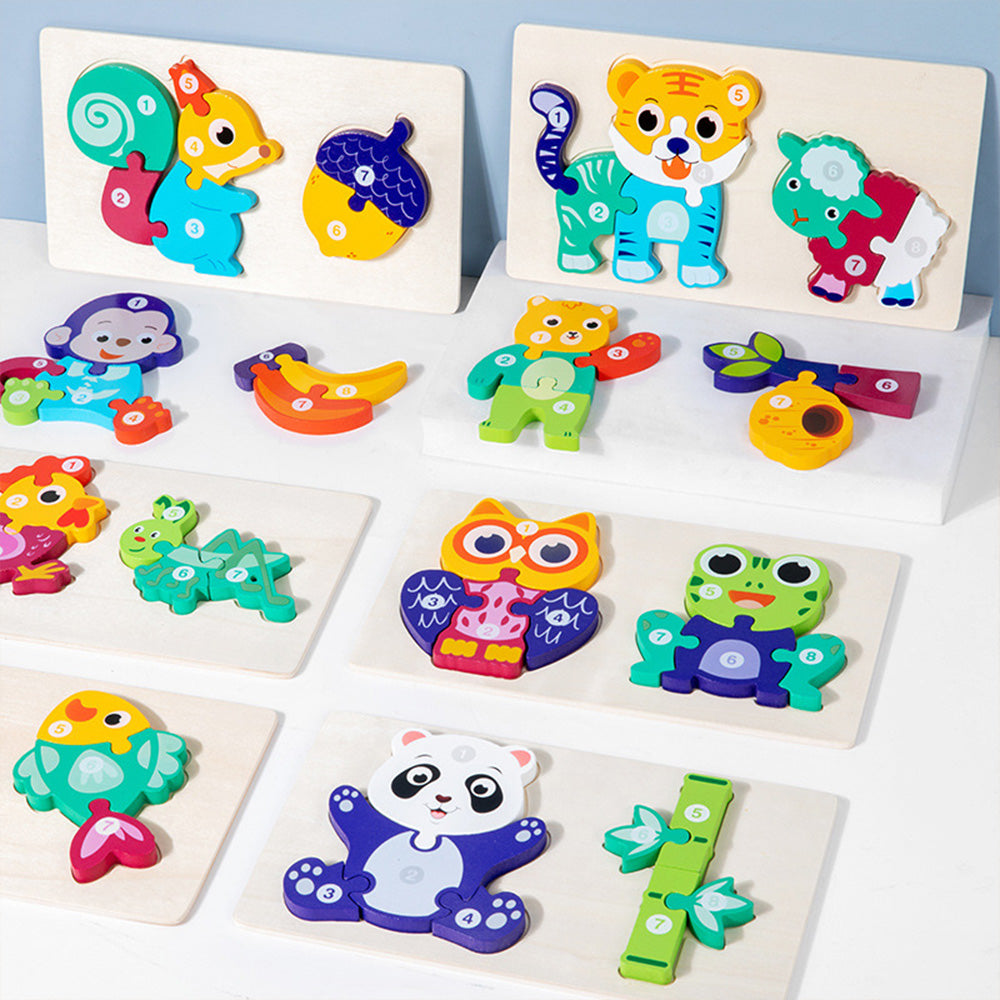 Wooden Toddler Puzzles for 1,2,3 Years, Animal Shape Puzzles for Kids 2-4, Montessori Educational Learning Toy Birthday Gifts for Boys and Girls