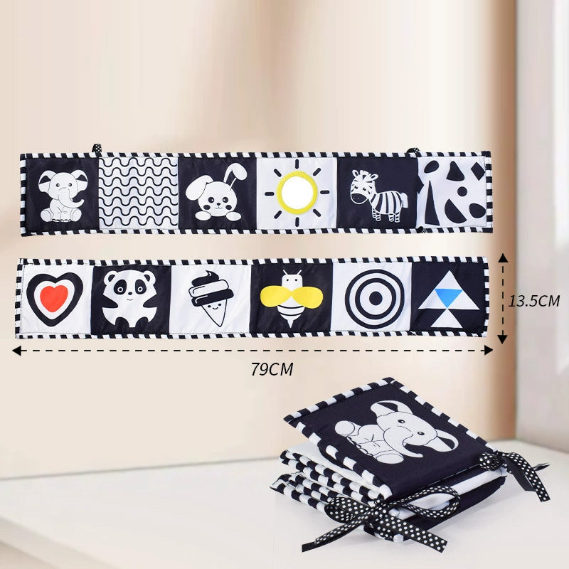 Black and White High Contrast Baby Toys 0-6 6-12 Months Soft Book for Newborn Brain Development Tummy Time Toys Infant Sensory Crinkle Toys 0-3 3-6 Month Montessori Learning Activities for Babies