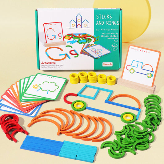 Wooden Magnetic Blocks Toys, Shape Pattern Building Block, Wooden Brain Puzzles for Kids, Geometric Creative Development Toys Montessori Learning Material