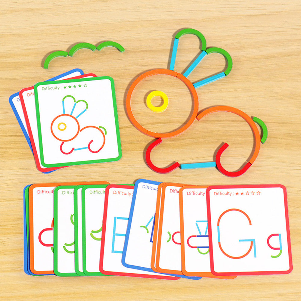 Wooden Magnetic Blocks Toys, Shape Pattern Building Block, Wooden Brain Puzzles for Kids, Geometric Creative Development Toys Montessori Learning Material