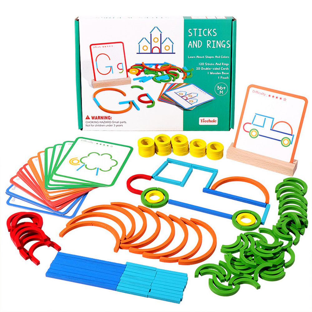 Wooden Magnetic Blocks Toys, Shape Pattern Building Block, Wooden Brain Puzzles for Kids, Geometric Creative Development Toys Montessori Learning Material