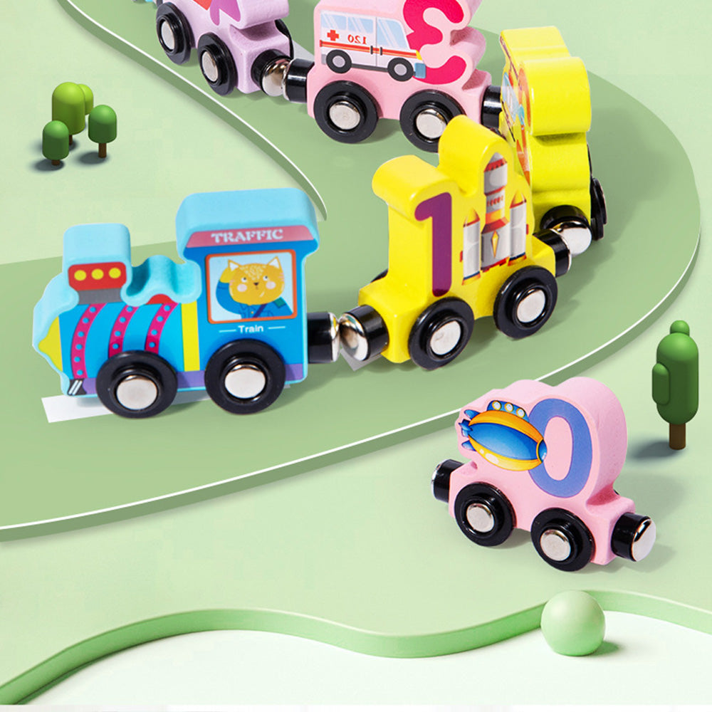 Number Train Set for 1 2 3 Year Olds, Educational Toy Cars for Toddlers, Montessori Learning Toys for Boys and Girls (Red)