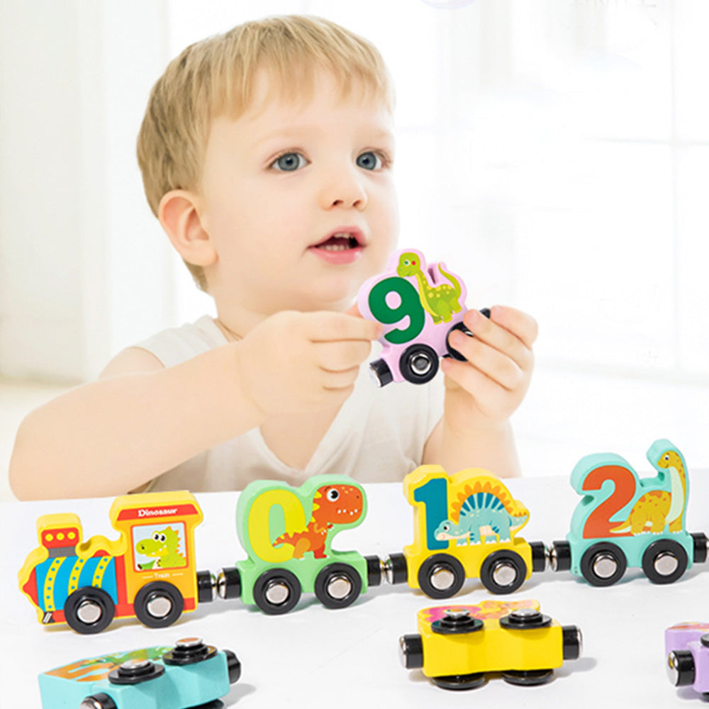 Number Train Set for 1 2 3 Year Olds, Educational Toy Cars for Toddlers, Montessori Learning Toys for Boys and Girls (Red)