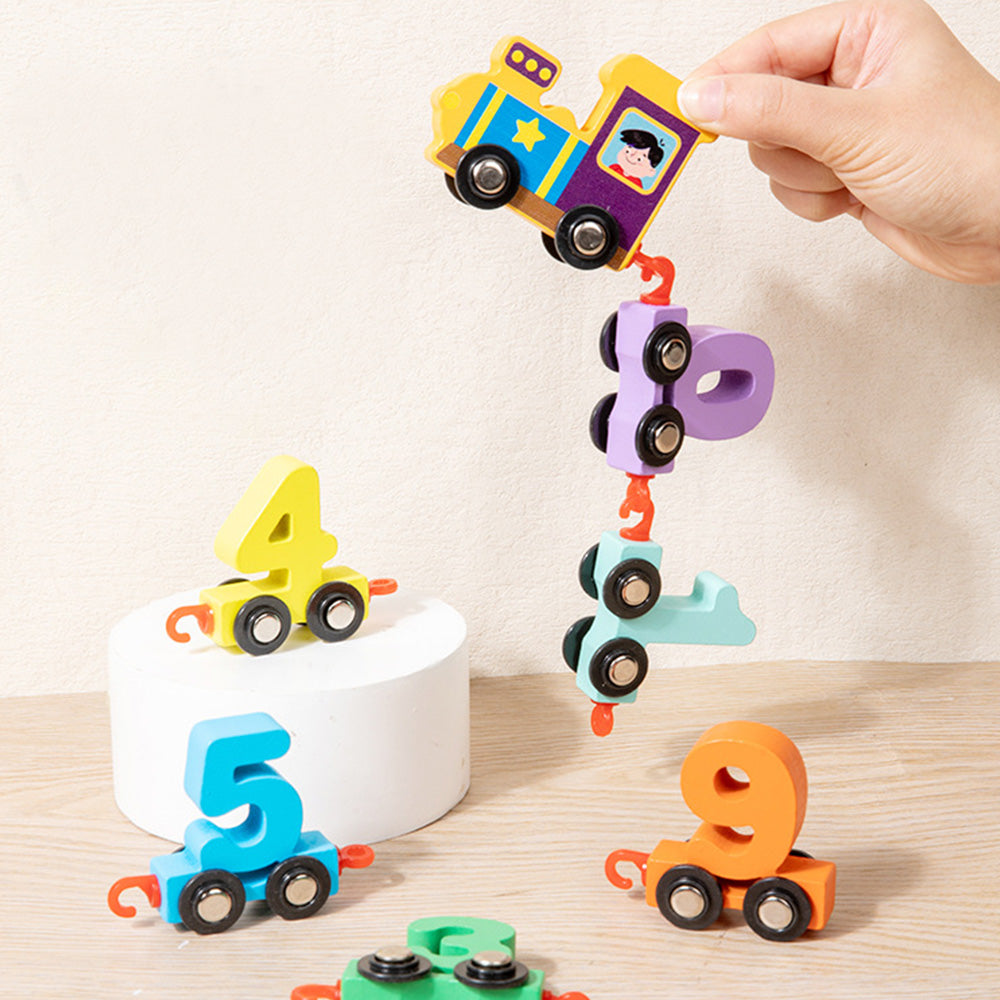 Number Train Set for 1 2 3 Year Olds, Educational Toy Cars for Toddlers, Montessori Learning Toys for Boys and Girls (Red)