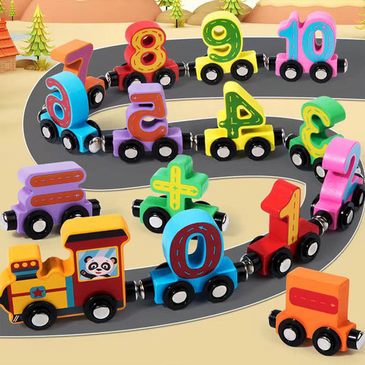 Number Train Set for 1 2 3 Year Olds, Educational Toy Cars for Toddlers, Montessori Learning Toys for Boys and Girls (Red)