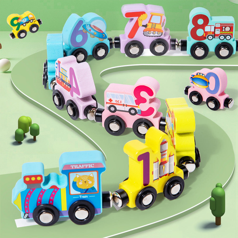 Number Train Set for 1 2 3 Year Olds, Educational Toy Cars for Toddlers, Montessori Learning Toys for Boys and Girls (Red)