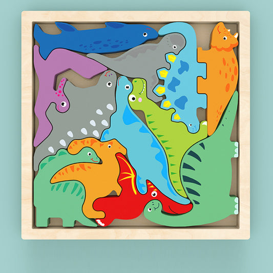 Wooden Jigsaw Puzzles for Toddlers Ages 2 3 4,Early Learning Preschool Educational Gift, Montessori Toy for Fine Motor, Animal and Color Recognition