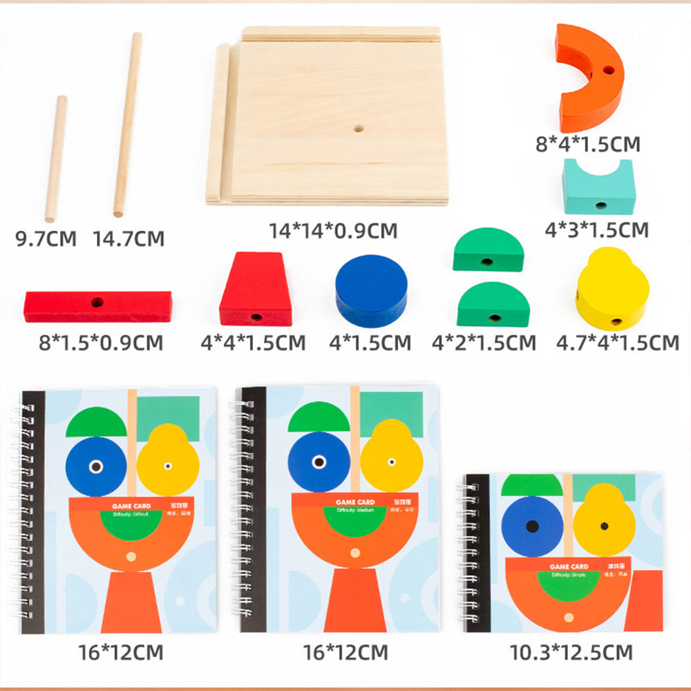 Wooden Blocks, Day and Night Stacking Tower Game - 8pcs - Wooden Stacking Game with Manual, Ages 5+